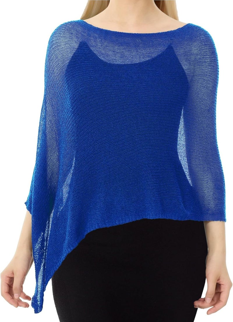 Jamntower 1 Pcs Women Sheer Poncho Shrug Summer Sheer Blouse Top Lightweight Poncho Sheer Bolero for Formal Evening Dress - Image 1